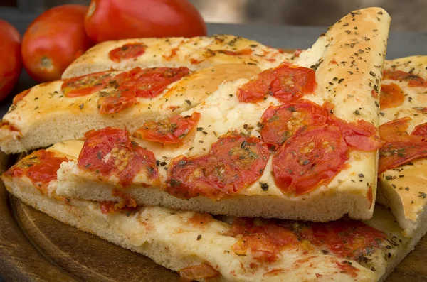 Focaccia with tomatoes — Stock Photo, Image