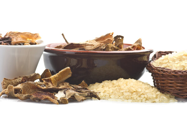 Rice and dried porcini mushrooms