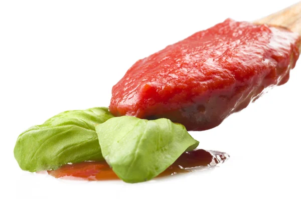 Sauce of tomatoes and basil — Stock Photo, Image