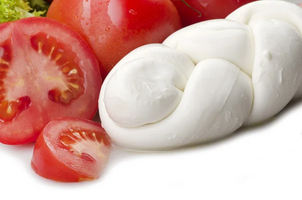 Mozzarella tomatoes and fresh salad — Stock Photo, Image