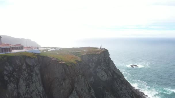 Flygfoto Över Europas Västligaste Punkt Cape Roca Och Den Röda — Stockvideo