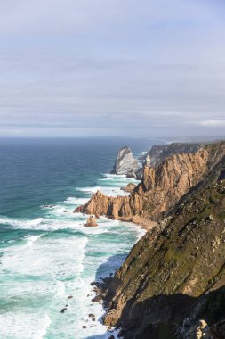 Portekiz 'de Avrupa' nın en batısındaki Cape Roca Burnu 'nun hava manzarası