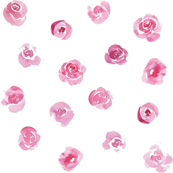 Акварель Ботанический Бесшовный Рисунок Розовые Цветы Ручная Роза Цветочные Элементы — стоковое фото