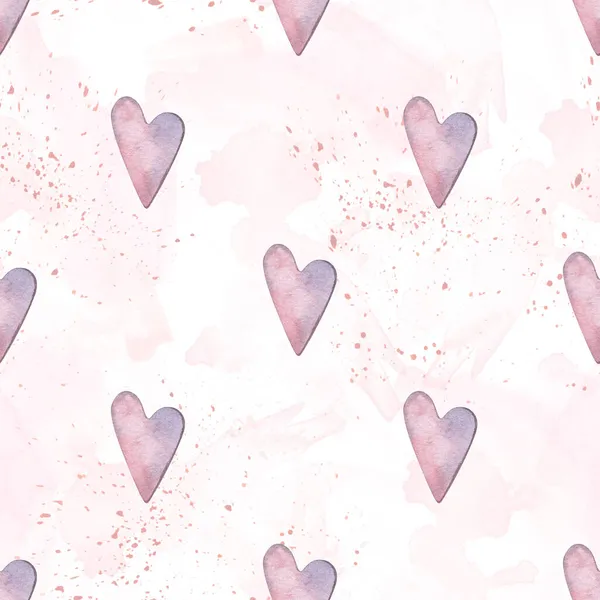 Love texture - seamless pattern with hearts. Tie Dye Wash. brush strokes on a white background. Romantic decorative background for Valentines day gift paper, wedding decor or fabric textile. — Stock Photo, Image