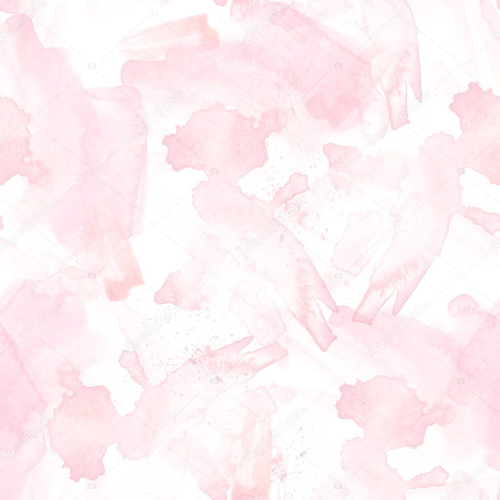 brush strokes on a white background. Watercolor seamless pattern pink abstract background. Hand drawing print. Summer wallpaper, postcards, packaging, fabric, design, textile, wrapping paper.