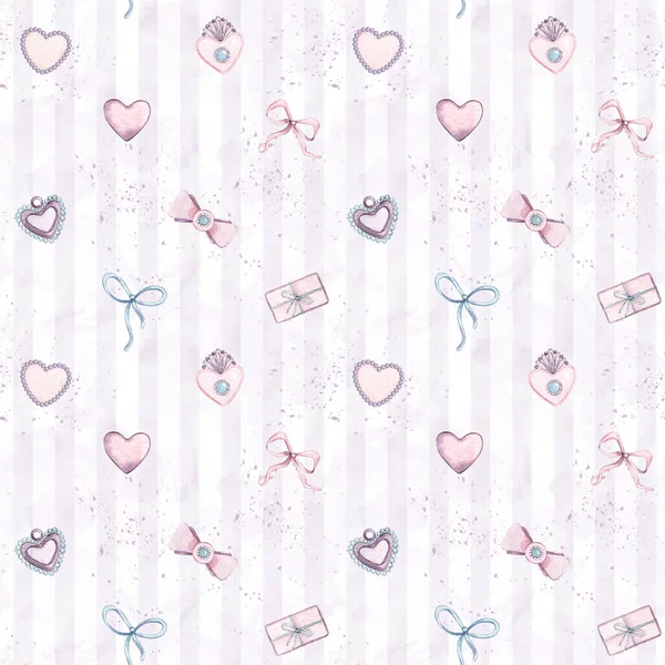 Love textur - sömlöst mönster med hjärtan. Pensla stroke Akvarell sömlös Provence mönster.För alla hjärtans kort, sängkläder, linne, affisch, bakgrund, Hälsning, inbjudan bröllop, födelsedagskort. — Stockfoto