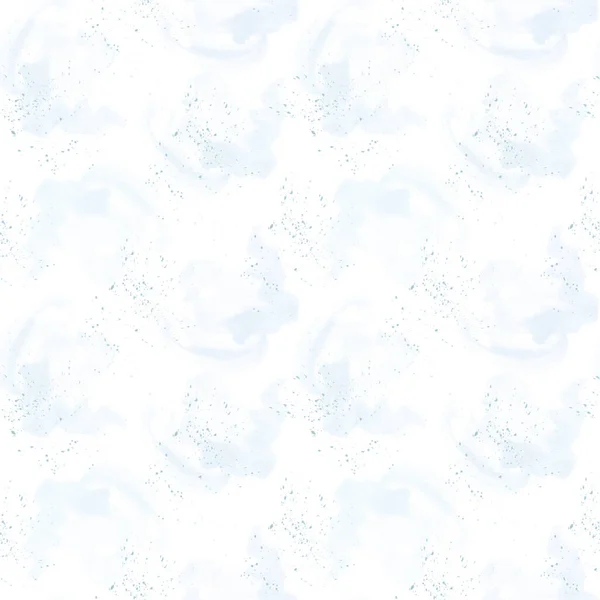 Υδατογραφία αδιάλειπτη μοτίβο μπλε αφηρημένο παφλασμό ουρανό σε λευκό φόντο. Χειροποίητη εικονογράφηση. Για σχεδιασμό, παιδικό δωμάτιο, κάρτες, λινά, λινά, ταπετσαρία, σχέδια υποθέσεων, αφίσες. — Φωτογραφία Αρχείου