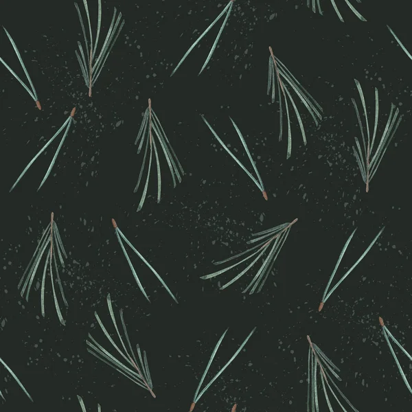 Noel kusursuz deseni, bayram suluboya kozalaklı çizimi. Yeni yıl arkaplanı. Duvar kağıdı, kartpostal, baskı, ambalaj, tekstil, çarşaf, keten.