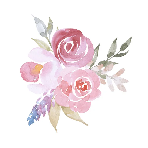 Tavaszi, nyári szívkoszorú mini vadvirágok és rügyek. Finom rét vadvirágok. Esküvői meghívó keret, születésnapi kártya tervezés. Akvarell kézzel festett elszigetelt elemek fehér háttér. — Stock Fotó