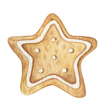 Watercolor ginger cookies. Hand drawn Isolated on white. Ideal for food packaging design, postcards, paper, packaging, fabric, decoration, design.