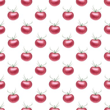 Suluboya domatesler kusursuz arkaplan. El yapımı domates çizimi. Clipart hasat et. Taze nesne duvar kağıdı. Kart, duvar kağıdı, poster, afiş, restoran menüsü, mutfak tekstili için.