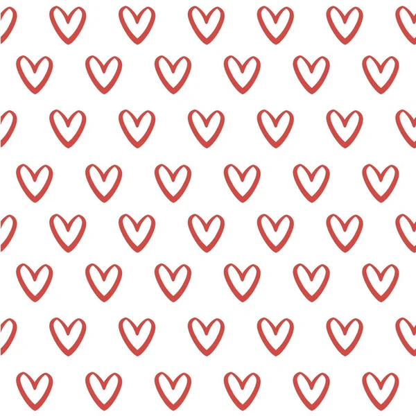 Röda hjärtan vektor sömlöst mönster. Bröllopsinbjudan, födelsedagskort. Handmålade isolerade element på vit bakgrund. Alla hjärtans dag kort, marsch, påsk, glad påsk, februari. — Stock vektor