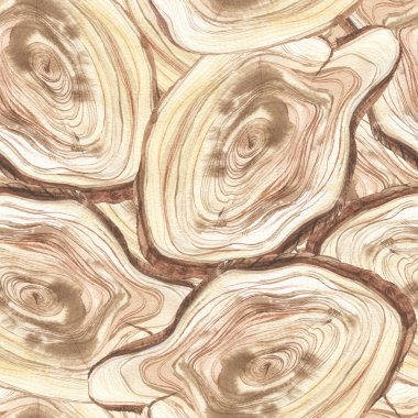 Suluboya ağaç halkaları pürüzsüz desen. El çizimi soyut bir arkaplan. Doğal dokular. Kupür defteri, tebrik kartı, bayram davetiyesi, kartpostal, poster, geçmiş.