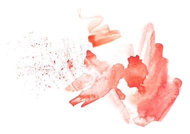 Kırmızı suluboya el boya serpintisi. Soyut arkaplan sıçratma. Su lekeleri. Yaz duvar kağıdı, kartpostallar, ambalaj, kumaş, tasarım, tekstil, ambalaj kağıdı.