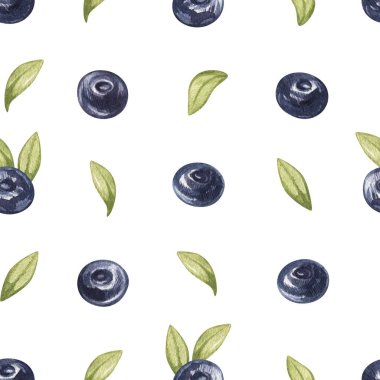 Suluboya yaban mersini deseni. Meyve suyu ve taze olgun dut. Tatlı yaz yemeği. El çizimi illüstrasyon izole. Yemek kitabı, mutfak, tatlı, menü kafe, mutlu paskalya, tasarım, kumaş.