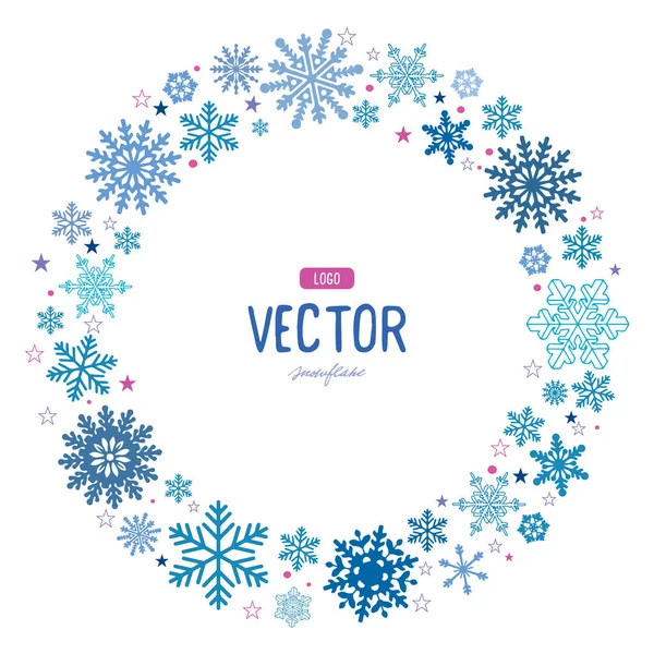 Flocos de neve. Desenho de inverno de flocos de neve — Vetor de Stock