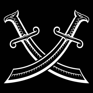 Klasik tasarım. İki çapraz kılıç