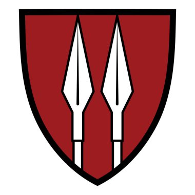 Scandinavian Viking design. Heraldic shield and two spears