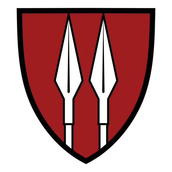 Scandinavian Viking design. Heraldic shield and two spears — Stockvector