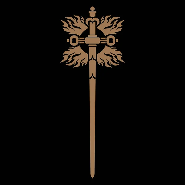 Knight Design. Espada de batalla de un caballero cruzado — Vector de stock