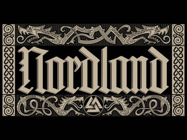 Eski İskandinav tasarımı. İskandinav tarzında Nordland harfleri ve hasır çerçeve