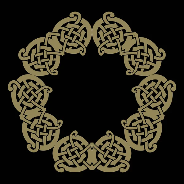 Céltico Redondo Diseño Escandinavo Patrón Celta Aislado Negro Ilustración Vectorial — Vector de stock