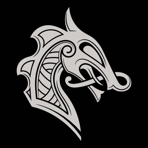Scandinavian Viking Design Dragon Head Painted Old Norse Celtic Style — Stock vektor