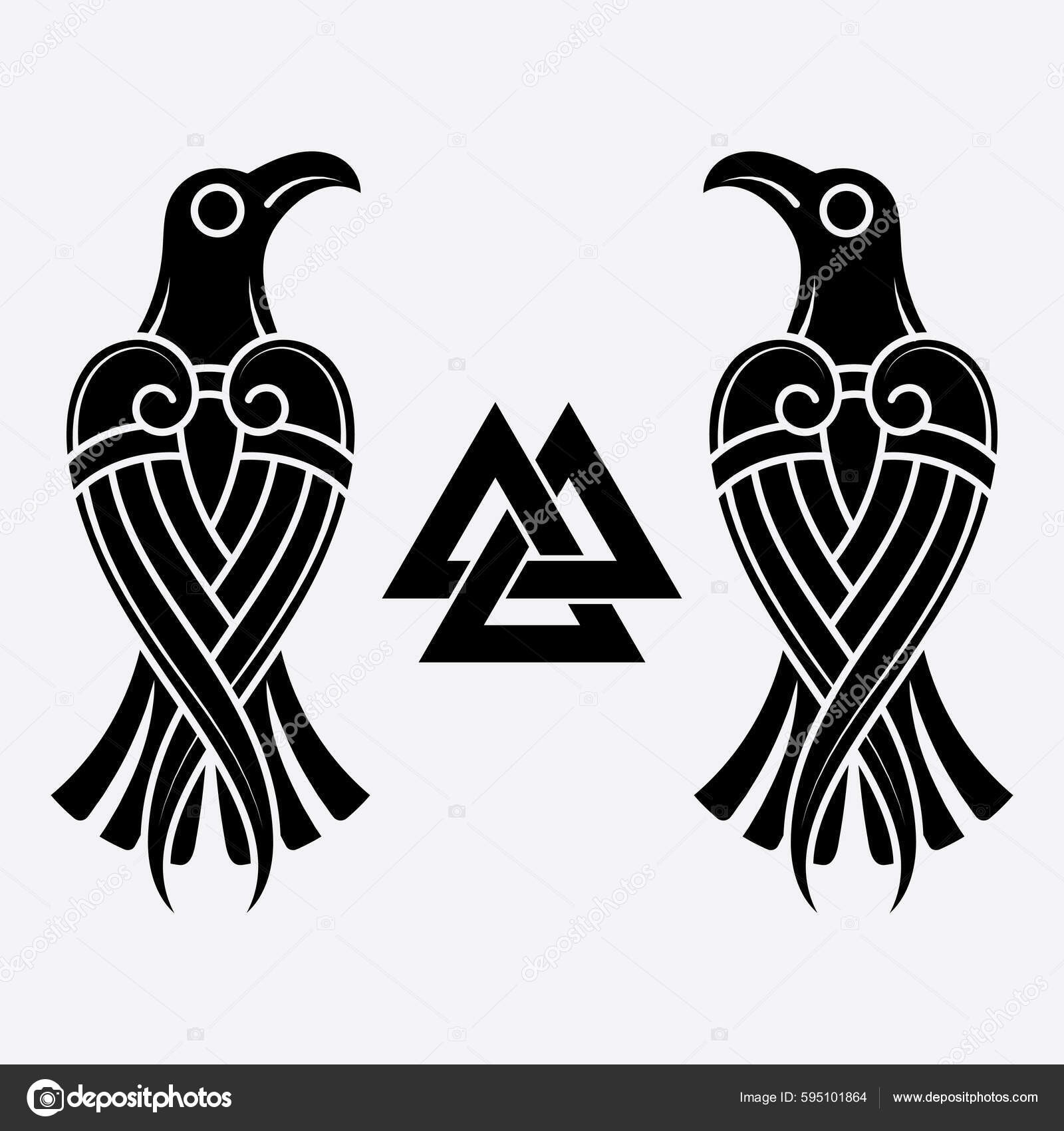Scandinavian Viking Design Two Black Crows Drawn Old Norse Celtic  Stockvektor af ©Bourbon-88 595101864, image size:1600x1700