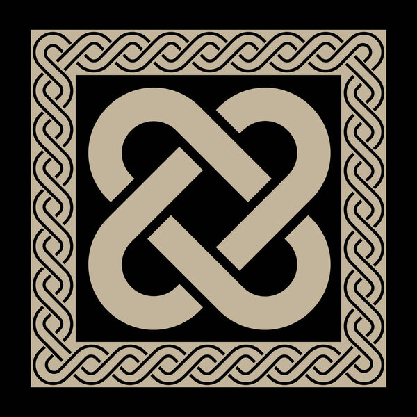 Scandinavian Viking design. Frame in Ancient Celtic Scandinavian style, isolated on black, vector illustration