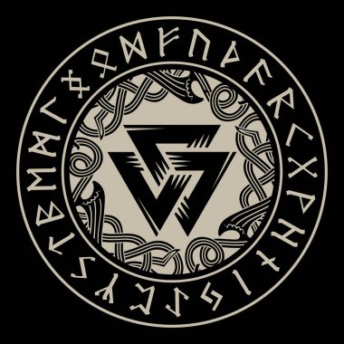 Yuvarlak Kelt, İskandinav Tasarımı, Kelt deseni, siyah üzerine izole edilmiş, vektör illüstrasyonu