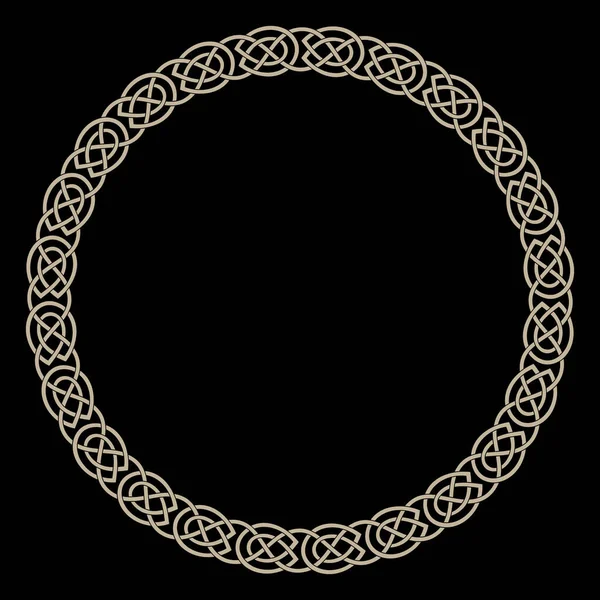 凯尔特斯堪的纳维亚式设计 古代凯尔特风格的圆形辫子图案 孤立于黑色 矢量图解 — 图库矢量图片
