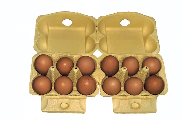 Eggs in yellow packaging — Stock Photo, Image