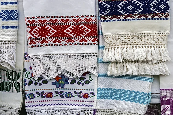 Materials and embroidered Romanian traditional port specific 4 — Stock Photo, Image