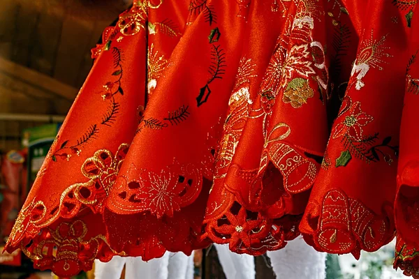 Guardanapos de pano vermelho para o jantar de Natal — Fotografia de Stock