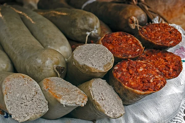 Romanian traditional red and white sausage-1 — Stock Photo, Image