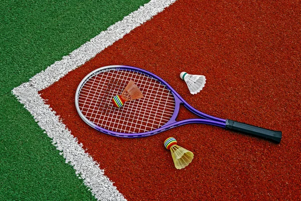 Badminton, opeřené & raketa-9 — Stock fotografie