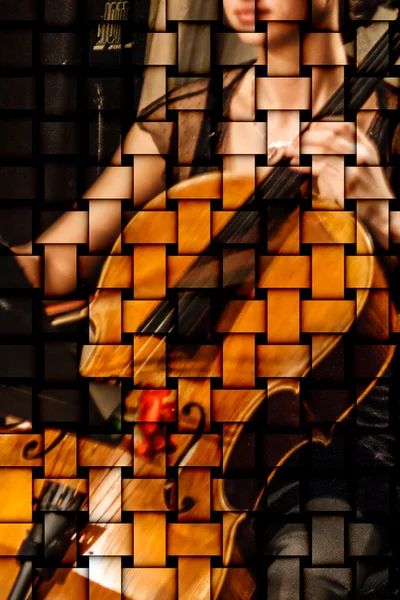 Texture materiale con donna che canta violoncello — Foto Stock