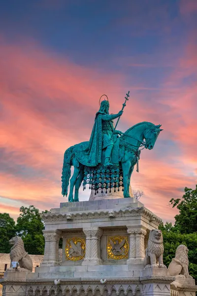 Statue Saint Étienne Étienne Ier Premier Roi Hongrie Qui Convertit — Photo