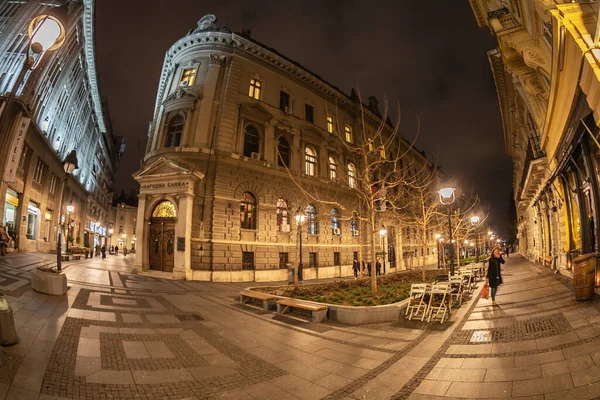 Belgrade Serbia March 2020 Night View National Bank Serbia Historic — Stock Photo, Image