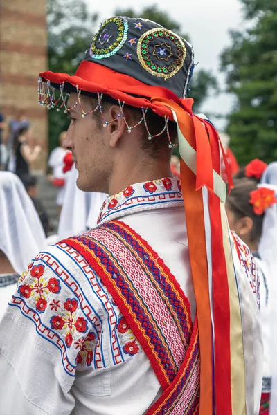 Romania Timisoara July 2019 Dancer Man Romania Traditional Costume Present — стоковое фото