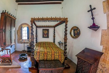 SANTO DOMINGO, DOMINICAN REPUBLIC-MARCH 13, 2020: Interior of the Alcazar de Colon, the historic palace of the governor, built in 1511-1514 by the son of Christopher Columbus. UNESCO World Heritage.