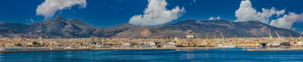 Palermo Sicily Italy March 2021 Panoramic View Port Palermo Boats — Stock Photo, Image