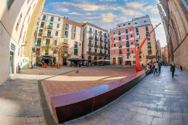 Barcelona Spanje Feb 2022 Plaza Fossar Les Moreres Een Herdenkingsplein — Stockfoto