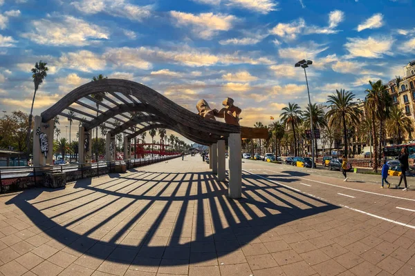 Barcelona Spain March 2022 Ronda Litoral Passeig Colom Afternoon Light — стокове фото