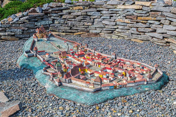 Modello Della Città Fortificata Medievale Sighisoara Nel Mini Transilvania Park — Foto Stock