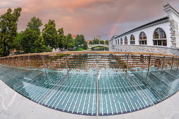 Ljubljana Slowenien Juni 2022 Die Metzgerbrücke Slowenisch Mesarski Most Ist — Stockfoto