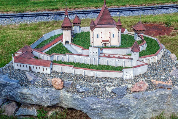 Model Fortified Church Biertan Mini Transylvania Park Szejke Baths Odorheiu — Stock Photo, Image