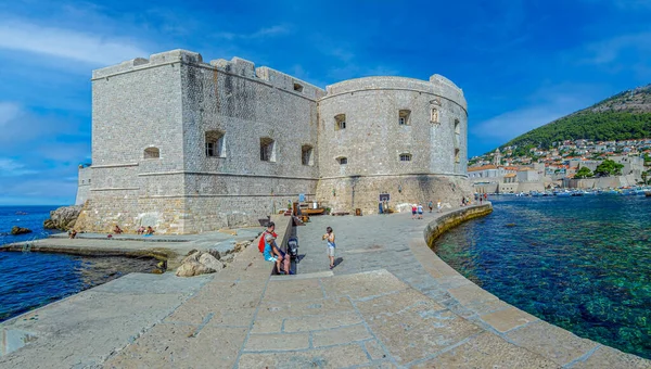Dubrovnik Croacia Agosto 2022 Vista Con Porporela Kasa Rompeolas Puerto — Foto de Stock