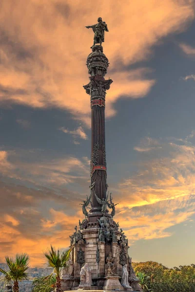 Monument Colomb Avec Haut Extrémité Inférieure Rambla Barcelone Catalogne Espagne — Photo