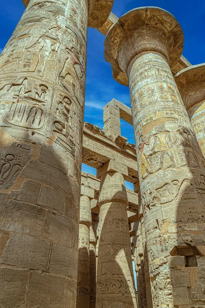 Aspekter Från Karnak Temple Komplexet Blandning Antika Egyptiska Tempel Och — Stockfoto